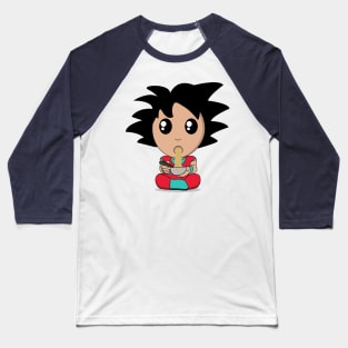 hero in red and blue costume eating noodle Baseball T-Shirt